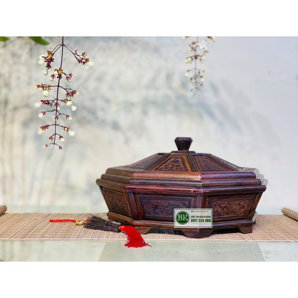 Khay đựng bánh kẹo bằng gỗ quý thiết kế cao cấp 34cm-Siêu thị Bảo Khánh