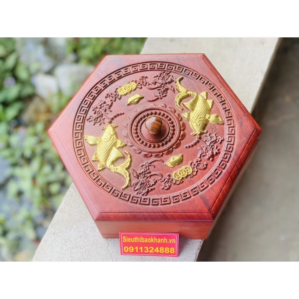 Khay đựng bánh kẹo bằng gỗ hương thiết kế cao cấp 27cm-Siêu thị Bảo Khánh
