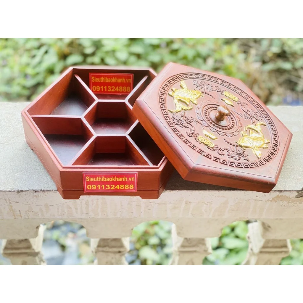 Khay đựng bánh kẹo bằng gỗ hương thiết kế cao cấp 27cm-Siêu thị Bảo Khánh