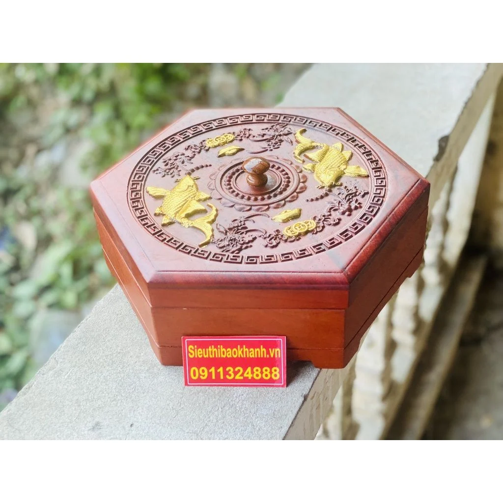 Khay đựng bánh kẹo bằng gỗ hương thiết kế cao cấp 27cm-Siêu thị Bảo Khánh
